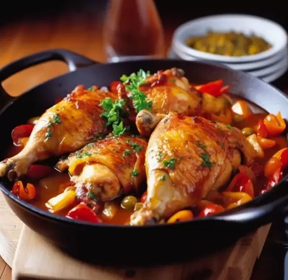 Poulets sauce basquaise